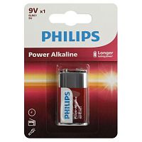 Элемент питания алкалиновый "крона" 6LR61 9В Power (блист. 1шт) Philips Б0062717