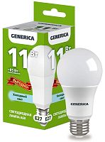 Лампа светодиодная A60 11Вт грушевидная 6500К E27 230В промо GENERICA LL-A60-11-230-65-E27-G