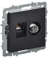 Розетка компьютерная + телевизионная 2-м Brite РТВ/РК12-БрЧ RJ45 кат.5E + TV механизм черн. IEK BR-AK20-1-K02