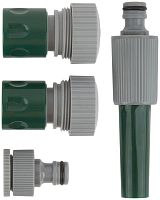 Набор поливочный 4шт 3/4дюйм ( насадка для полива; соединитель; соединитель с автостопом; адаптер внешний ) FIT 77292