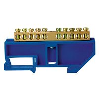 Шина нулевая TS-0609C 6х9 10 отверстий на DIN-изоляторе синяя ЭНЕРГИЯ /Е0503-0021/