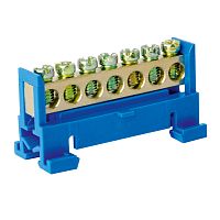 Шина нулевая TS-0609F 6х9 7 отверстий на DIN-изоляторе "стойка" синяя ЭНЕРГИЯ /Е0503-0016/