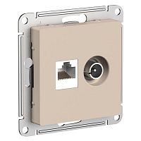 Розетка компьютерная + телевизионная 2-м СП AtlasDesign RJ45 кат.5E + TV механизм песочн. SE ATN001289