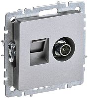 Розетка компьютерная + телевизионная 2-м Brite РТВ/РК12-БрА RJ45 кат.5E + TV механизм алюм. IEK BR-AK20-1-K47
