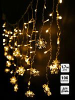 Гирлянда "Бахрома" DICLD-100WW-C 100 теплых бел. светодиодов 1.7х0.5м с насадками SHLights 4690601047205