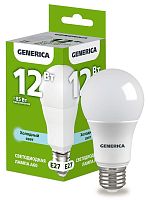Лампа светодиодная A60 12Вт грушевидная 6500К E27 230В GENERICA LL-A60-12-230-65-E27-G