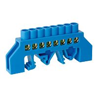 Шина нулевая TS-0609K 6х9 8 отверстий в комбинированном DIN-изоляторе "стойка" синяя ЭНЕРГИЯ /Е0503-0023/