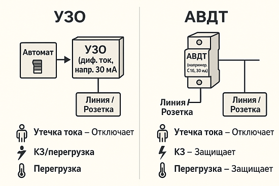 АВДТ и УЗО: в чём разница?