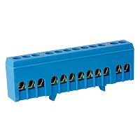 Шина нулевая TS-0609H 6х9 12 отверстий в корпусном DIN-изоляторе синяя ЭНЕРГИЯ /Е0503-0035/