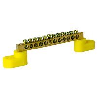 Шина нулевая TS-0609B 6х9 12 отверстий на угловых изоляторах желтая ЭНЕРГИЯ /Е0503-0013/