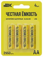 Элемент питания алкалиновый AA/LR6 Alkaline (блист.4шт) IEK ABT-LR06-OP-L04