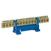 Шина нулевая TS-0609F 6х9 15 отверстий на DIN-изоляторе "стойка" синяя ЭНЕРГИЯ /Е0503-0019/