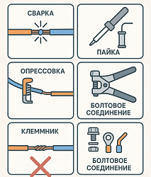 Как добиться надёжного соединения провода? Разбираем основные виды