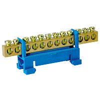 Шина нулевая TS-0609F 6х9 12 отверстий на DIN-изоляторе "стойка" синяя ЭНЕРГИЯ /Е0503-0018/